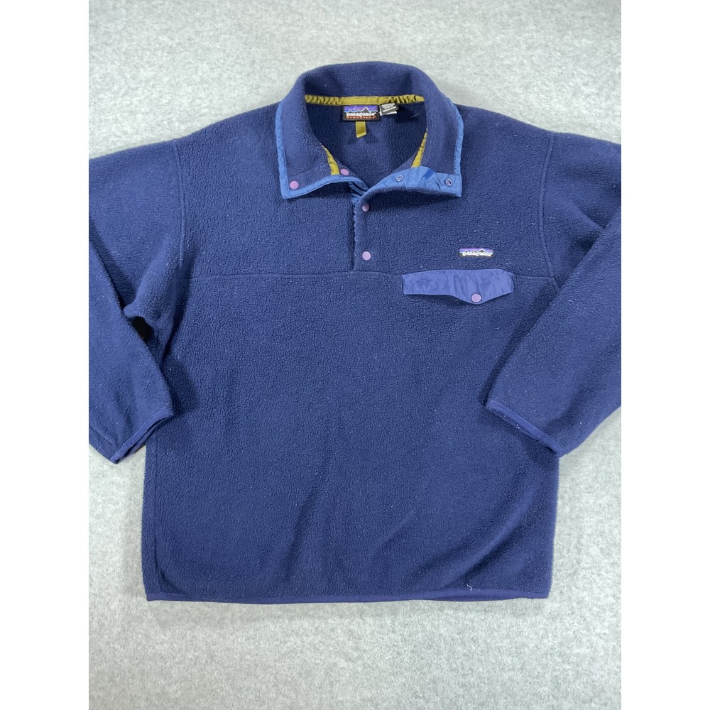 Patagonia Synchilla Snap-T Fleece Pullover Mens Medium Blue Purple Trim 2778